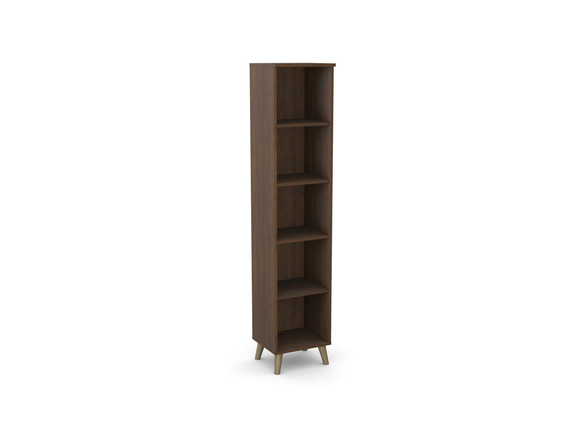 Biuro lentyna Flexx, 5 lentynos, 1800 x 400 x 355 mm – Riešutmedžio / Medinės kojelės