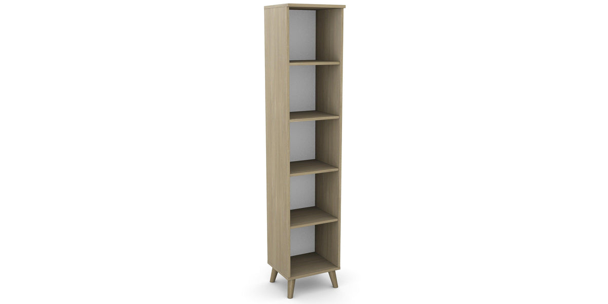 Biuro lentyna Flexx, 5 lentynos, 1800 x 400 x 355 mm – Gintarinio ąžuolo / Medinės kojelės