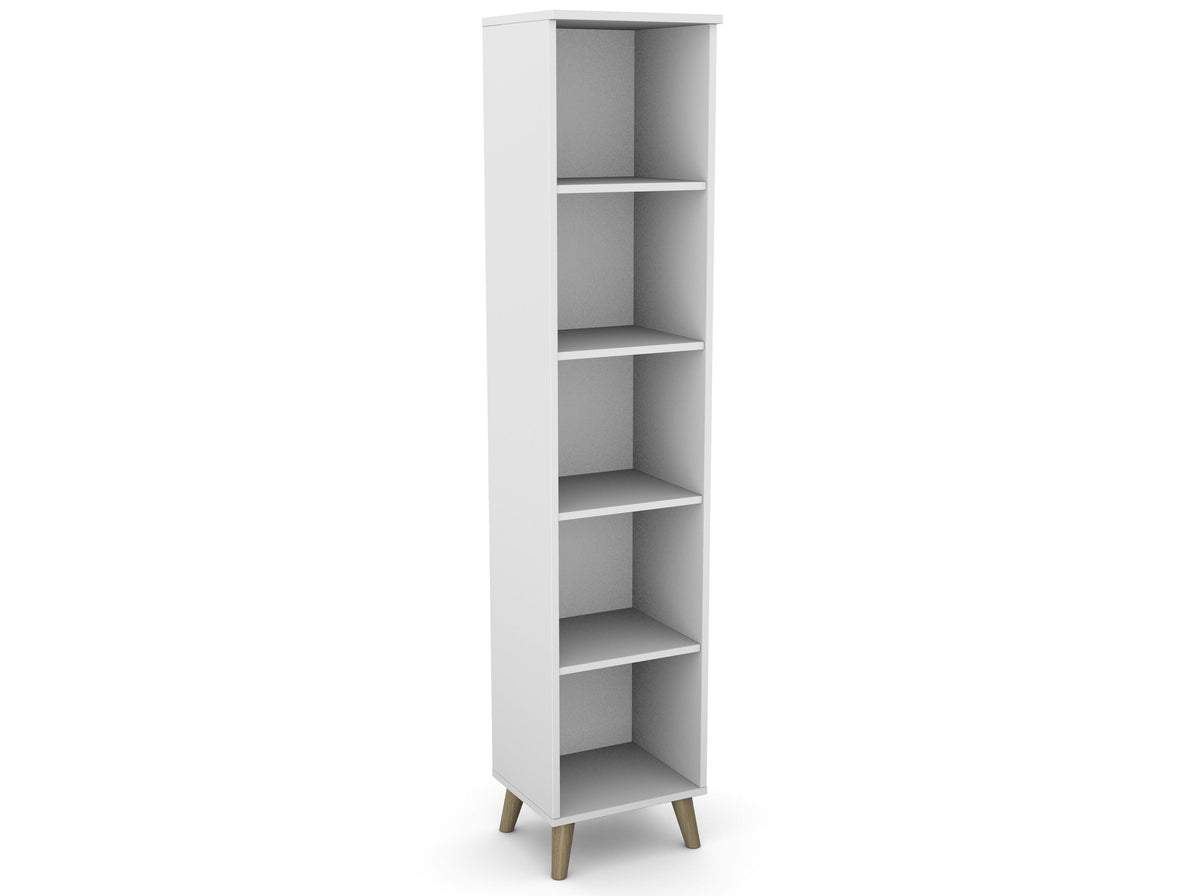 Biuro lentyna Flexx, 5 lentynos, 1800 x 400 x 355 mm – Balta / Medinės kojelės