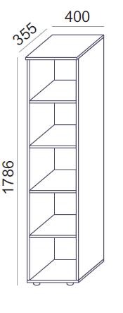 Biuro lentyna Flexx, 5 lentynos, 1800 x 400 x 355 mm