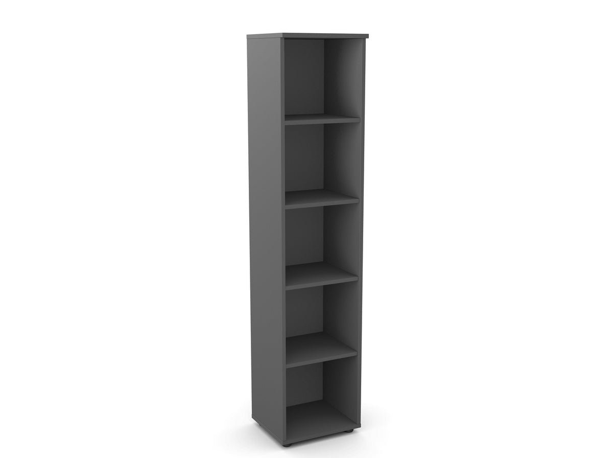 Biuro lentyna Flexx, 5 lentynos, 1800 x 400 x 355 mm – Grafito / Plastikinės kojelės