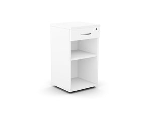 Biuro lentyna Flexx su rakinamu stalčiumi, 735 x 400 x 400 mm – balta