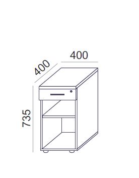 Biuro lentyna Flexx su rakinamu stalčiumi, 735 x 400 x 400 mm