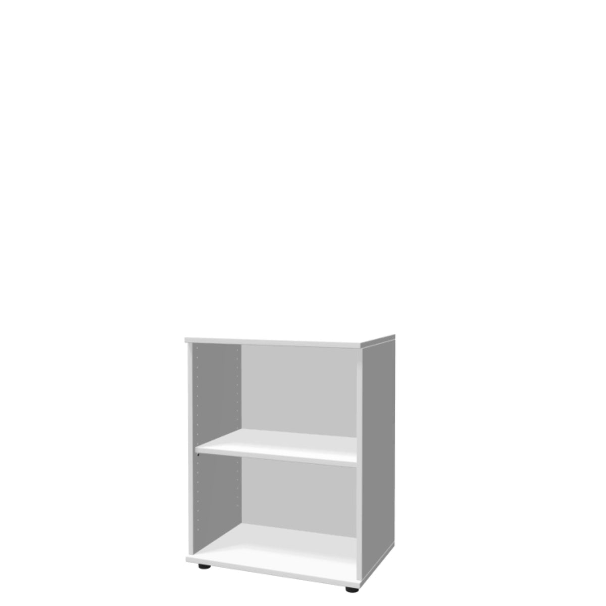 Biuro lentyna THEO, su 2 atviromis lentynomis, 745 x 600 x 375 mm – balta