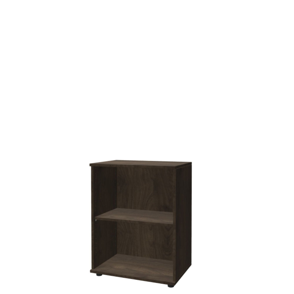 Biuro lentyna THEO, su 2 atviromis lentynomis, 745 x 600 x 375 mm – riešutmedžio spalvos