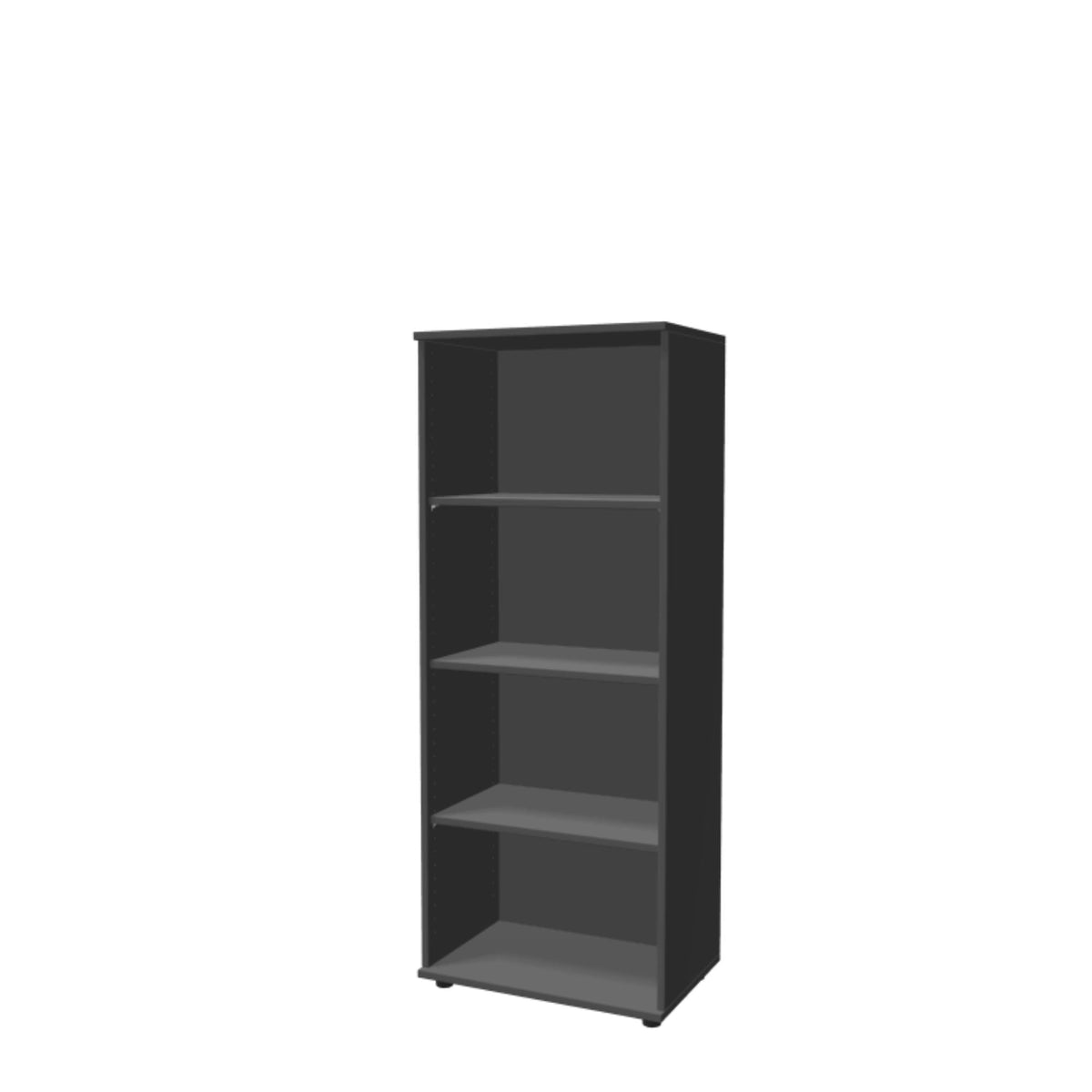 Biuro lentyna THEO, su 4 atviromis lentynomis, 1450 x 600 x 375 mm – antracito