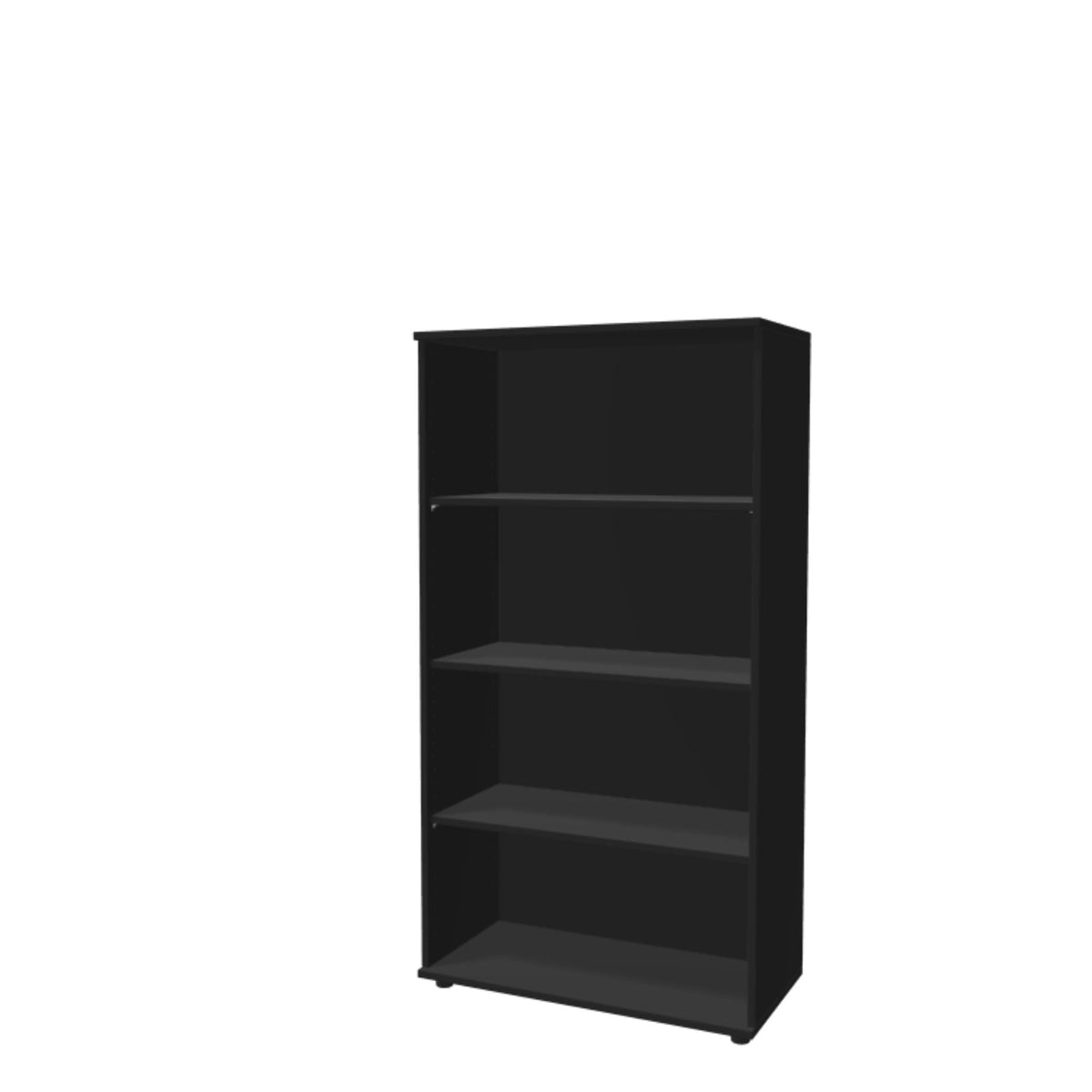 Biuro lentyna THEO, su 4 atviromis lentynomis, 1450 x 800 x 375 mm – juoda