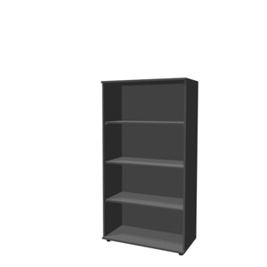 Biuro lentyna THEO, su 4 atviromis lentynomis, 1450 x 800 x 375 mm – antracito