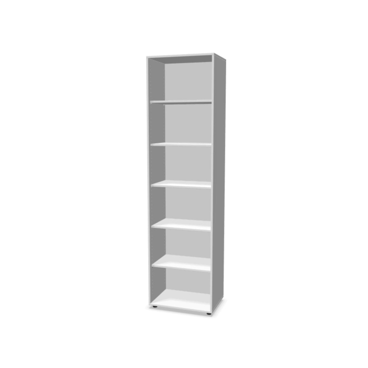 Biuro lentyna THEO su 6 atviromis lentynomis, 2150 x 600 x 375 mm – balta