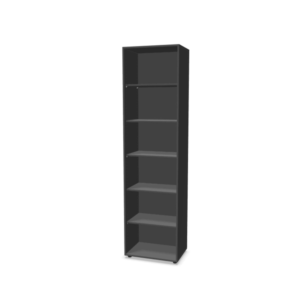 Biuro lentyna THEO su 6 atviromis lentynomis, 2150 x 600 x 375 mm – antracito