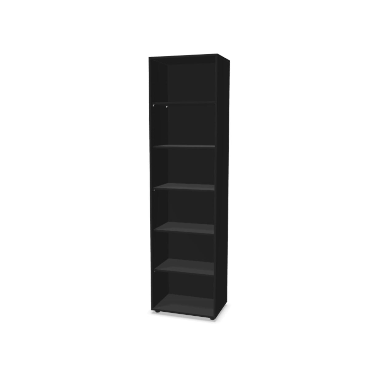 Biuro lentyna THEO su 6 atviromis lentynomis, 2150 x 600 x 375 mm – juoda