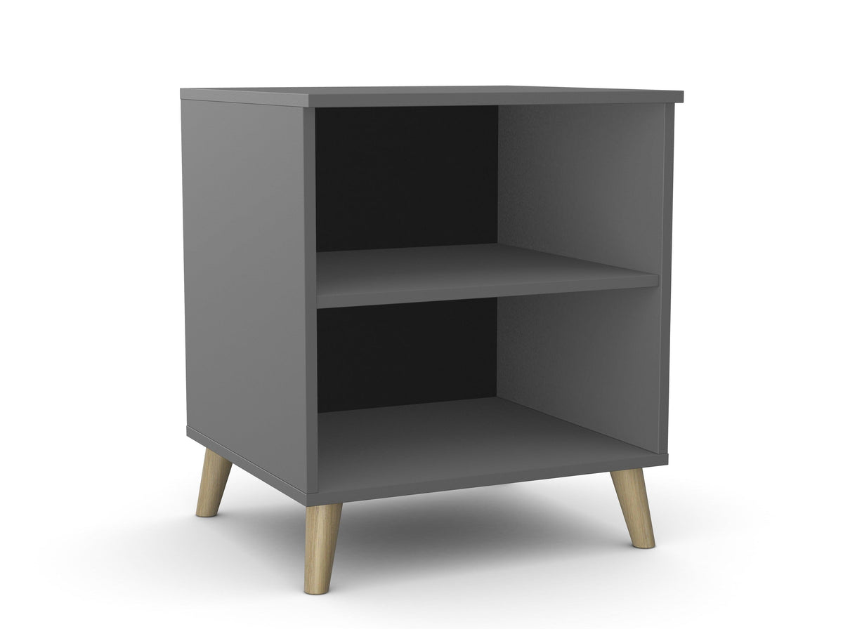 Biuro spausdintuvo lentyna Flexx, 2 lentynos, 700 x 600 x 550 mm – Grafito / Medinės kojelės