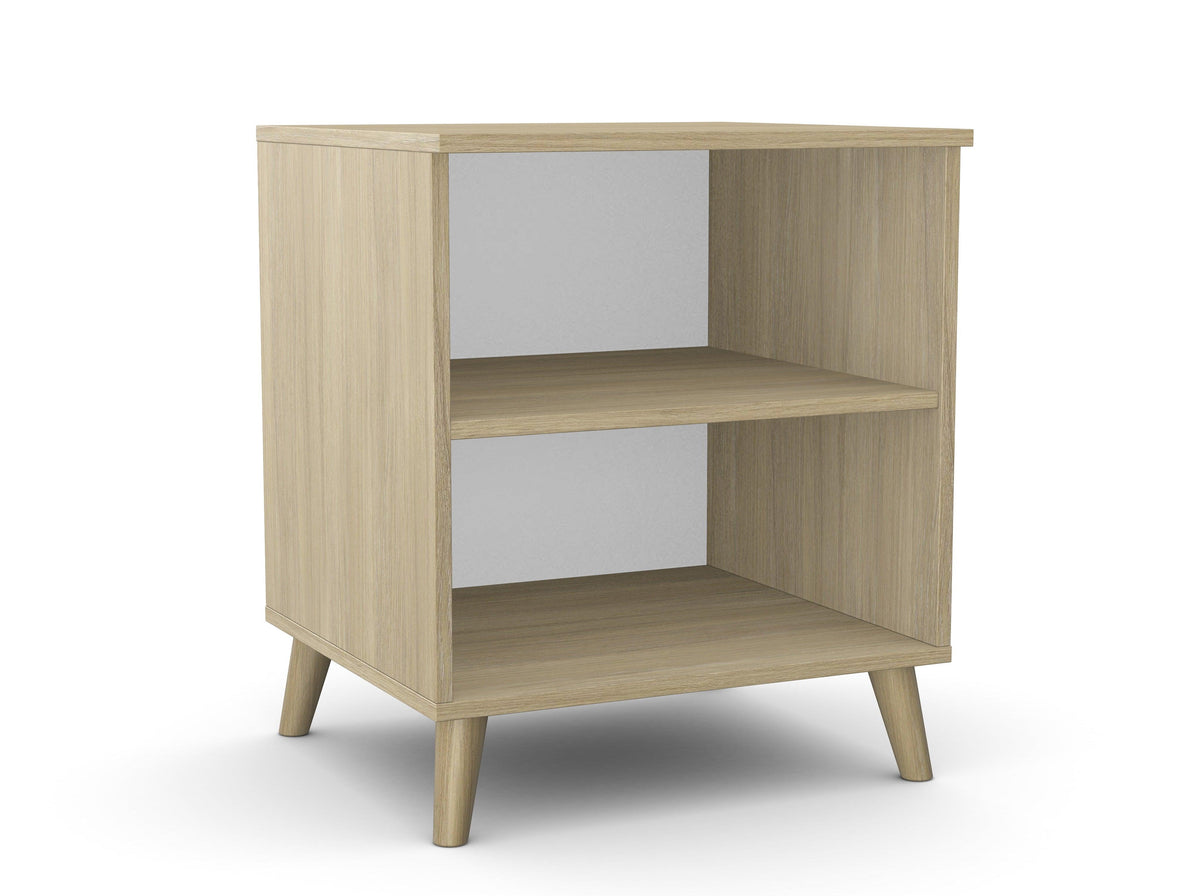 Biuro spausdintuvo lentyna Flexx, 2 lentynos, 700 x 600 x 550 mm – Gintarinio ąžuolo / Medinės kojelės