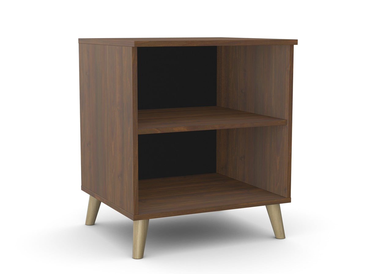 Biuro spausdintuvo lentyna Flexx, 2 lentynos, 700 x 600 x 550 mm – Riešutmedžio / Medinės kojelės