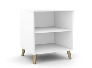 Biuro spausdintuvo lentyna Flexx, 2 lentynos, 700 x 600 x 550 mm – Balta / Medinės kojelės