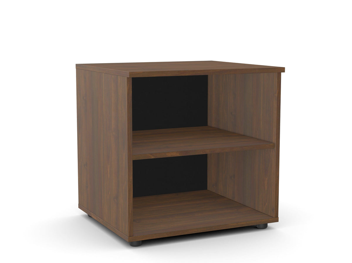 Biuro spausdintuvo lentyna Flexx, 2 lentynos, 700 x 600 x 550 mm – Riešutmedžio / Plastikinės kojelės