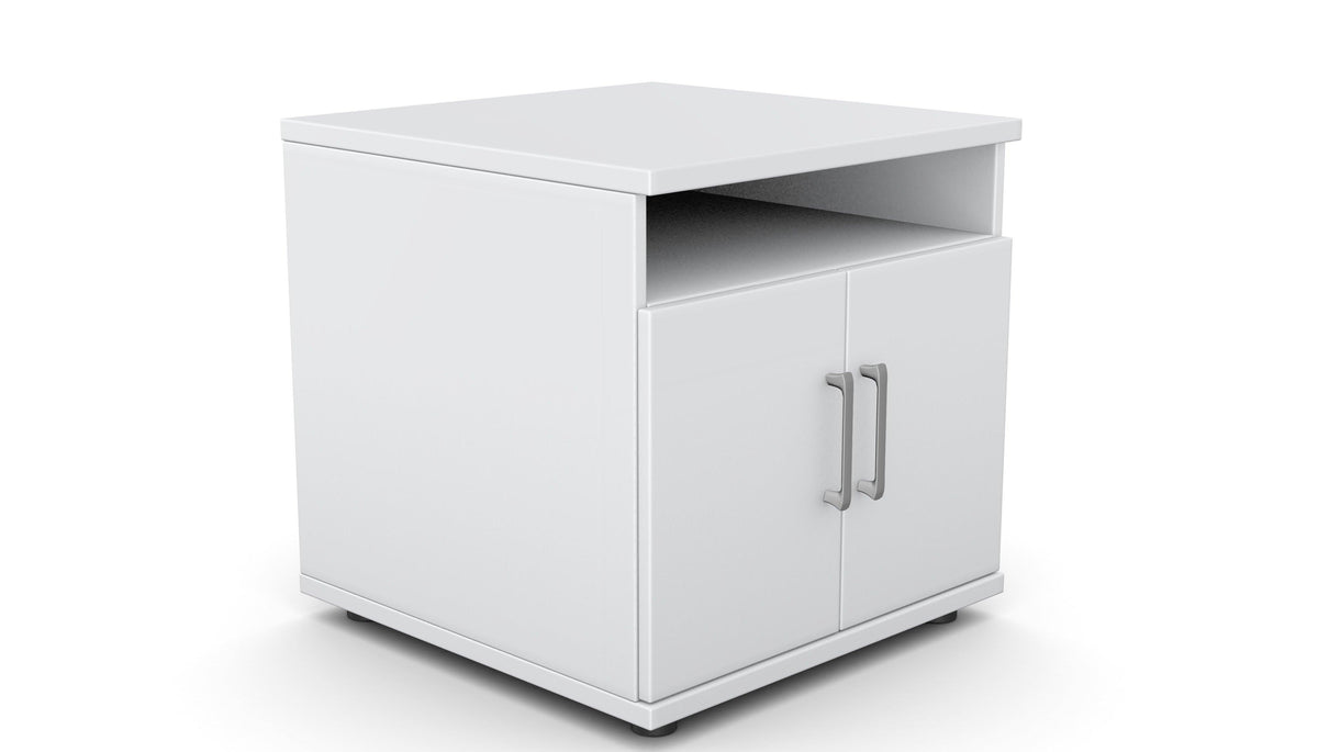 Biuro spausdintuvo lentyna THEO, 600 x 600 x 600 mm – šviesiai pilka