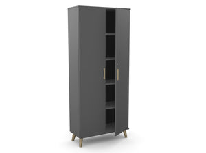 Biuro spinta Flexx su 5 lentynomis, 1800 x 800 x 355 mm – Grafito / Medinės kojelės