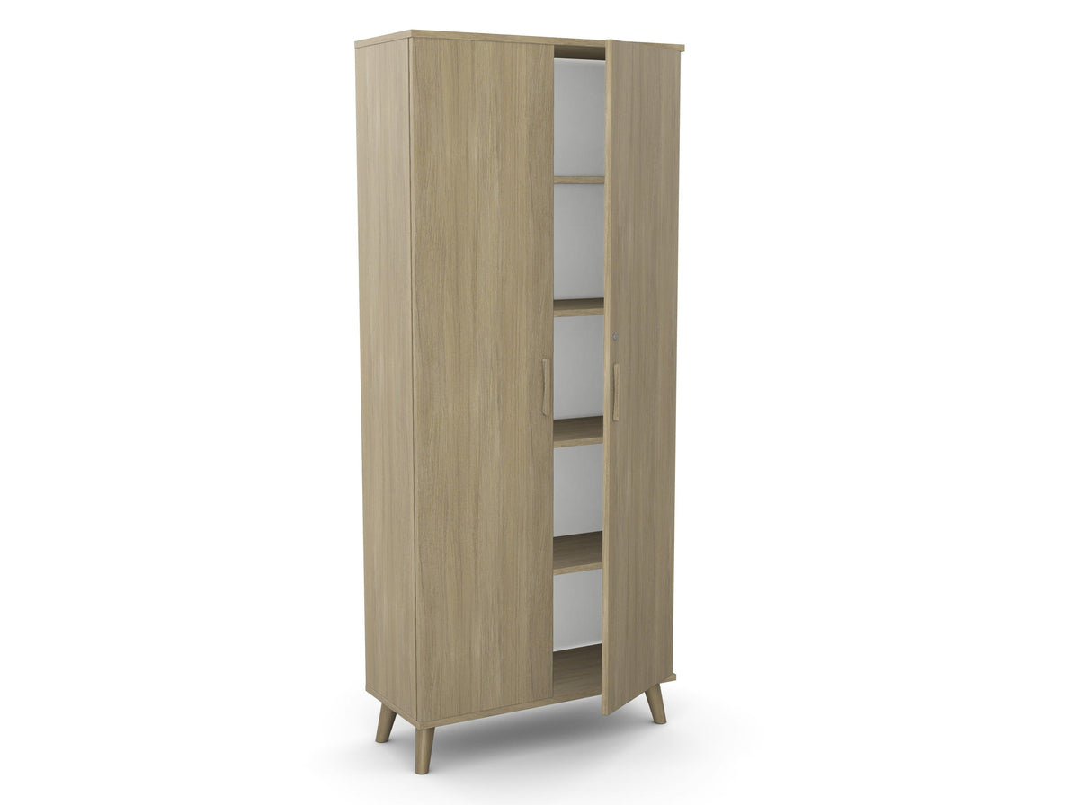 Biuro spinta Flexx su 5 lentynomis, 1800 x 800 x 355 mm – Gintarinis ąžuolas / Medinės kojelės