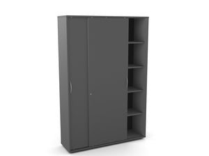 Biuro spinta Flexx su stumdomomis durimis ir 10 lentynų, 1800 x 1200 x 355 mm – Grafito / Plastikinės kojelės