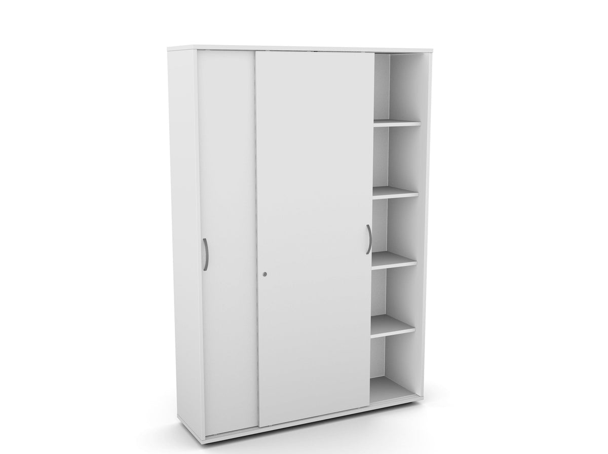 Biuro spinta Flexx su stumdomomis durimis ir 10 lentynų, 1800 x 1200 x 355 mm – Balta / Plastikinės kojelės