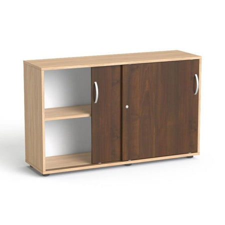 Biuro spinta Flexx su stumdomomis durimis ir 2 lentynomis, 742 x 1200 x 355 mm – Gintarinio ąžuolo / Riešutmedžio