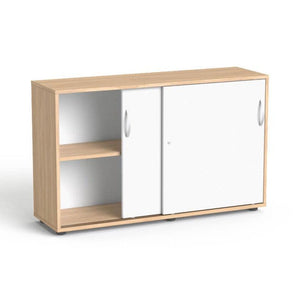 Biuro spinta Flexx su stumdomomis durimis ir 2 lentynomis, 742 x 1200 x 355 mm – Gintarinio ąžuolo / Balta