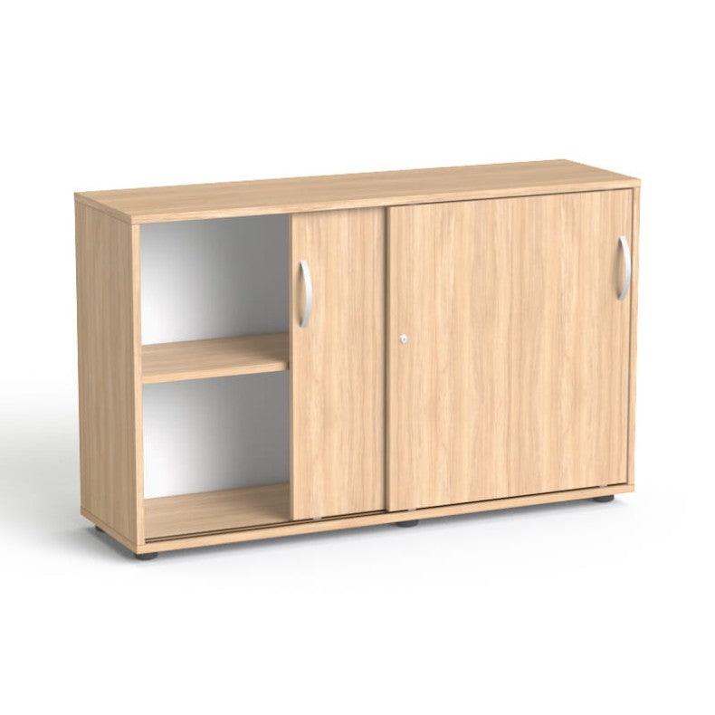 Biuro spinta Flexx su stumdomomis durimis ir 2 lentynomis, 742 x 1200 x 355 mm – Gintarinio ąžuolo / Gintarinio ąžuolo