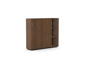 Biuro spinta Flexx su stumdomomis durimis ir 6 lentynomis, 1190 x 1200 x 355 mm – Riešutmedžio / Plastikinės kojelės