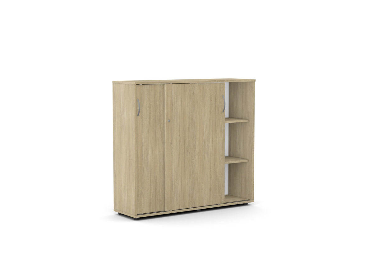 Biuro spinta Flexx su stumdomomis durimis ir 6 lentynomis, 1190 x 1200 x 355 mm – Gintarinio ąžuolo / Plastikinės kojelės