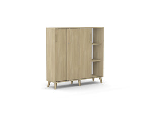 Biuro spinta Flexx su stumdomomis durimis ir 6 lentynomis, 1190 x 1200 x 355 mm – Gintarinio ąžuolo / Medinės kojelės