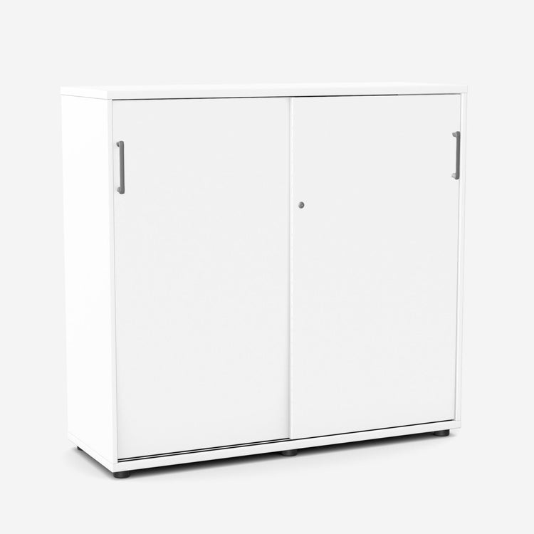 Biroja skapis NUWO ar bīdāmām durvīm, 3 plaukti, 1140x1200x420 mm, konfigurējams - Ergostock.lv