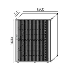 Biuro spinta NUWO su žaliuzinėmis durimis, 4 lentynos, 1500x1200x420 mm, konfigūruojama