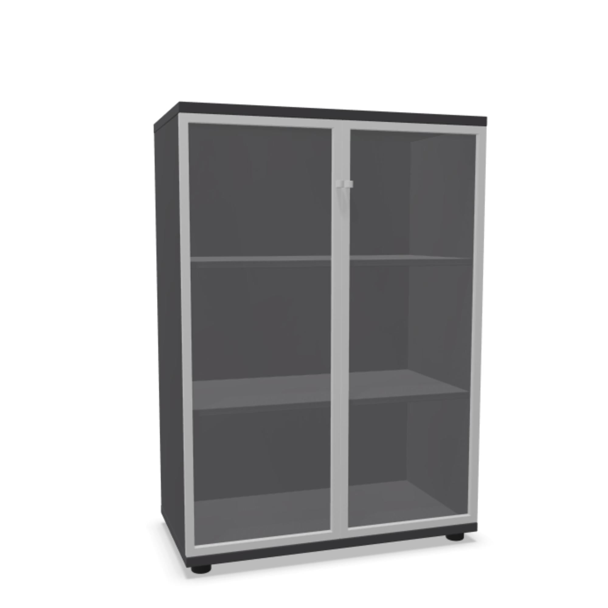 Biuro spinta NUWO GLASS, 3 lentynos, 1140x800x420 mm, konfigūruojama