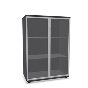 Biuro spinta NUWO GLASS, 3 lentynos, 1140x800x420 mm, konfigūruojama