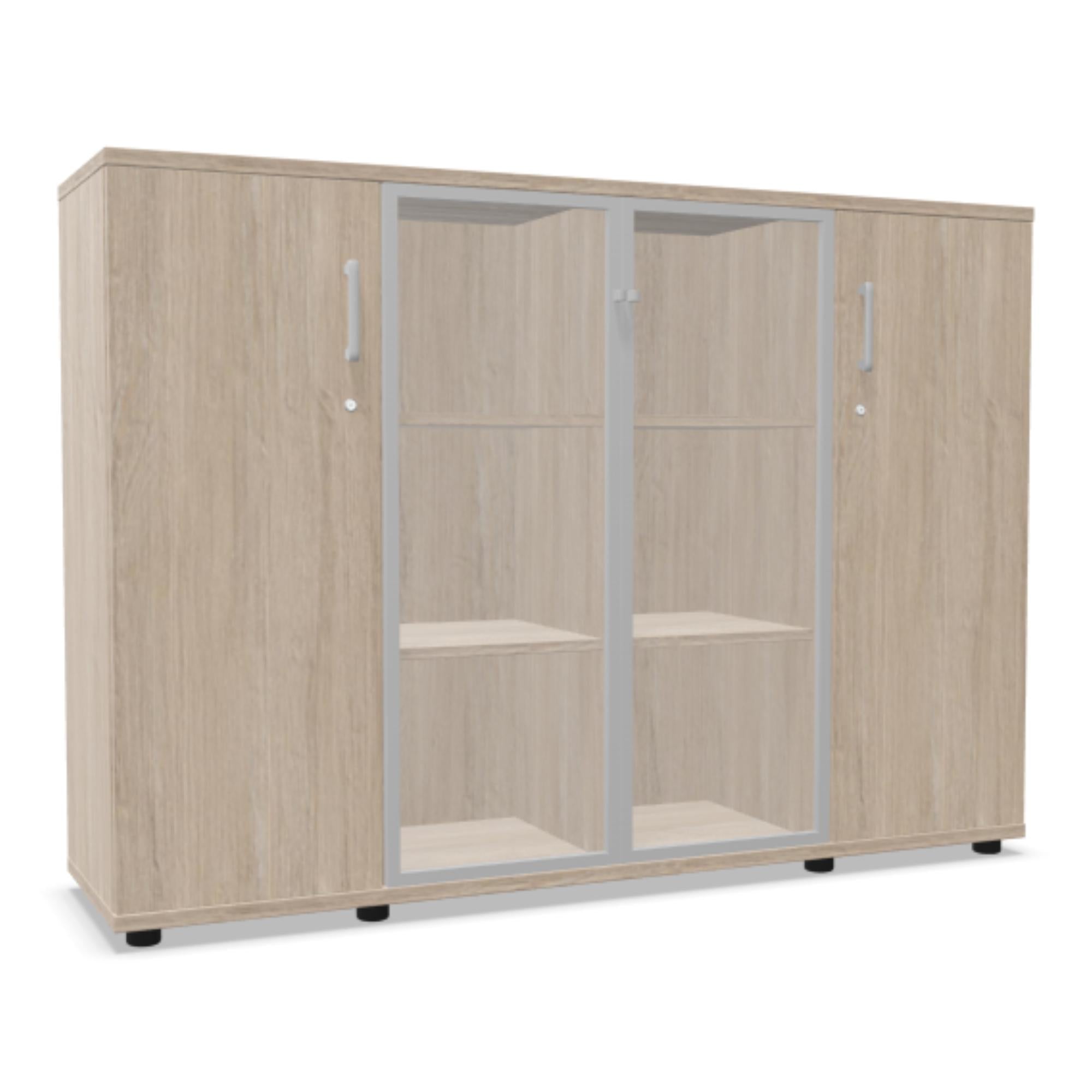 Biuro spinta NUWO GLASS COMBI, 3 lentynos, 1140x1600x420 mm, konfigūruojama
