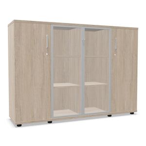 Biuro spinta NUWO GLASS COMBI, 3 lentynos, 1140x1600x420 mm, konfigūruojama