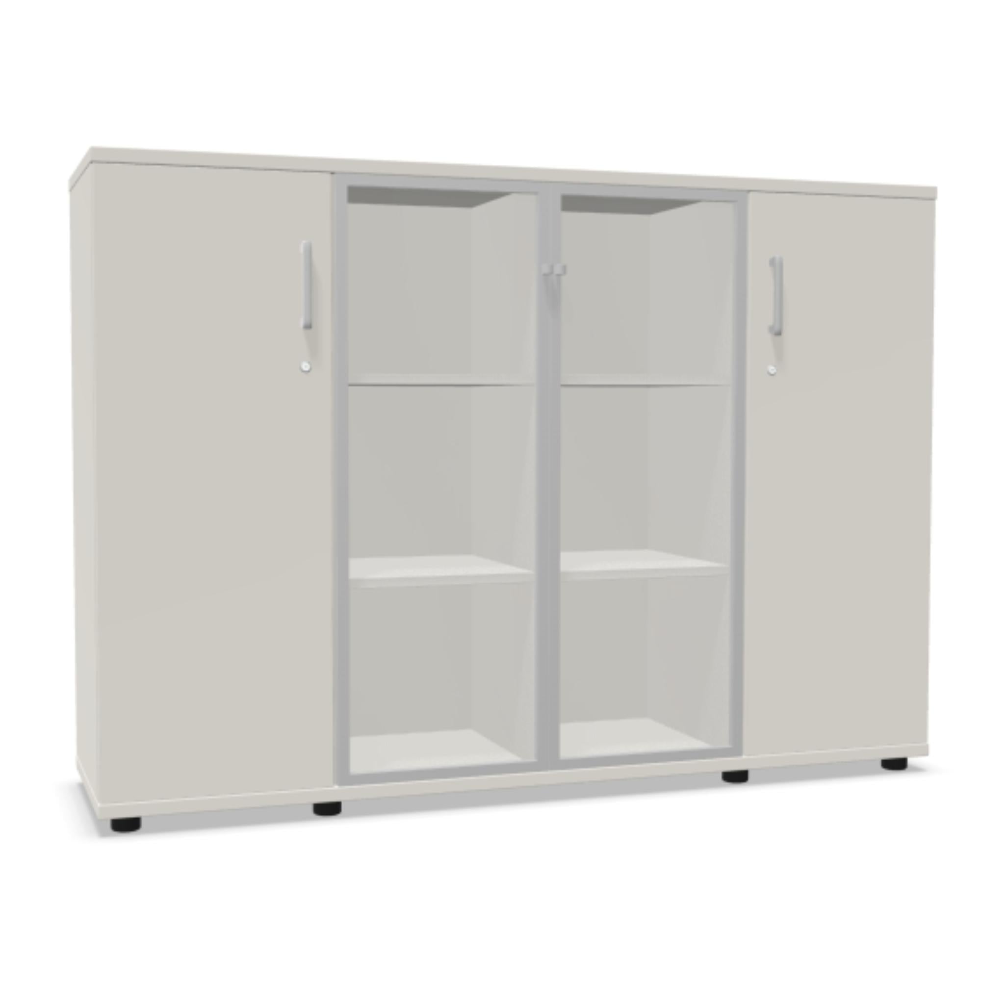 Biuro spinta NUWO GLASS COMBI, 3 lentynos, 1140x1600x420 mm, konfigūruojama