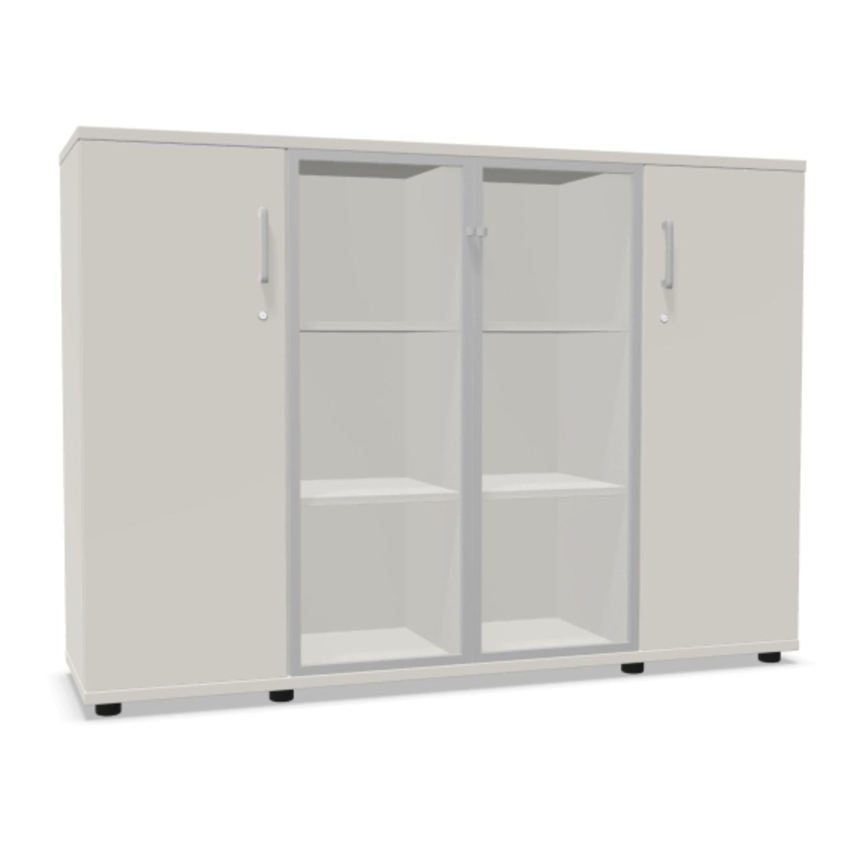 Biuro spinta NUWO GLASS COMBI, 3 lentynos, 1140x1600x420 mm, konfigūruojama