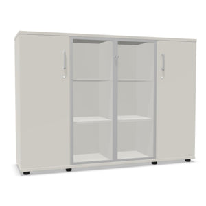 Biuro spinta NUWO GLASS COMBI, 3 lentynos, 1140x1600x420 mm, konfigūruojama