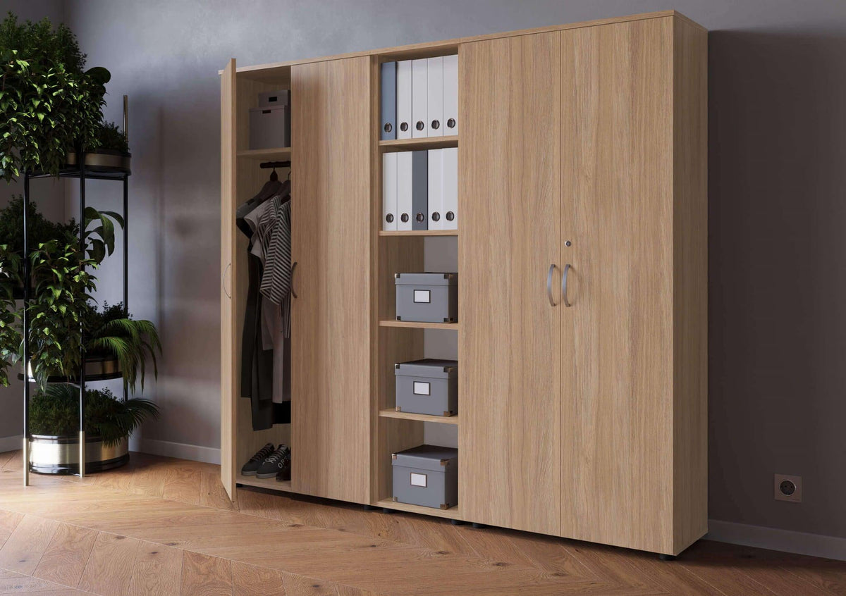 Biuro spintų komplektas Flexx Amber Oak, trys spintos, bendras plotis 200 cm, Amber Oak