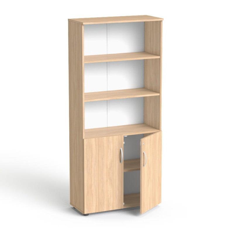 Biuro spintų komplektas Flexx One, trys spintos, bendras plotis 256 cm, gintarinis ąžuolas