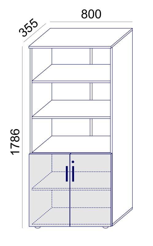 Biuro spintų komplektas Flexx One, trys spintos, bendras plotis 256 cm, gintarinis ąžuolas