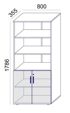 Biuro spintų komplektas Flexx One, trys spintos, bendras plotis 256 cm, gintarinis ąžuolas