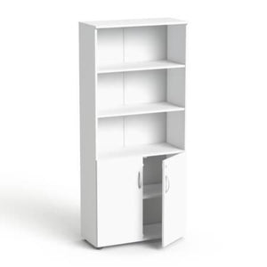 Biuro spintų komplektas Flexx One, trys spintos, bendras plotis 256 cm, baltas