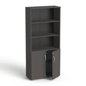Biuro spintų komplektas Flexx One, trys spintos, bendras plotis 256 cm, grafito spalvos