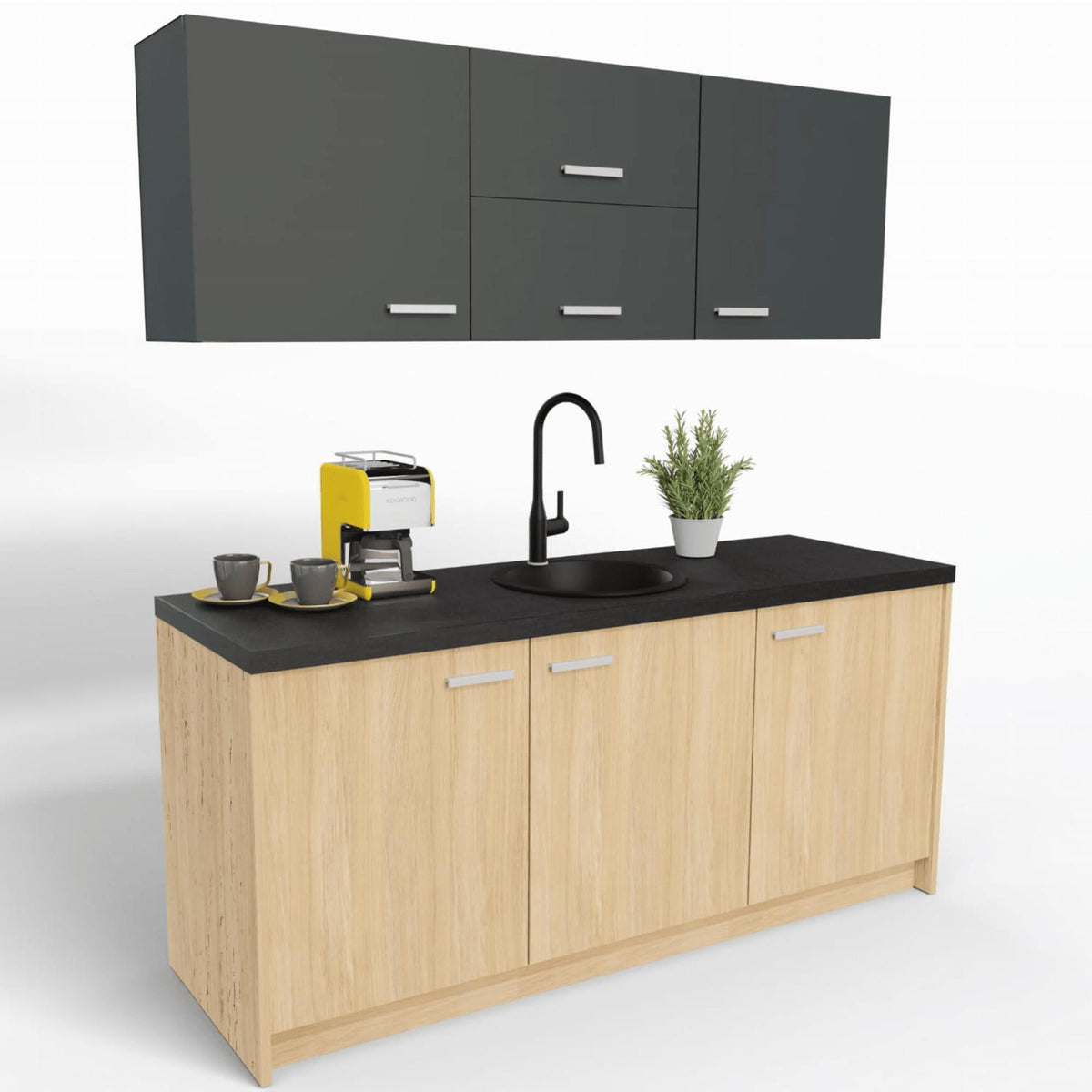Biuro virtuvėlė Ergostock Graphite Oak Kitchenette