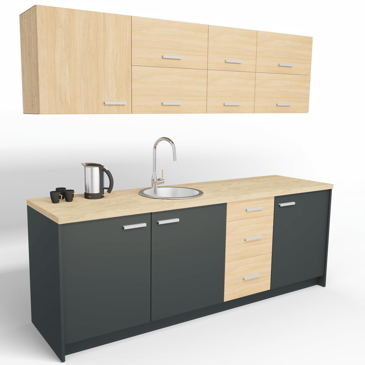 Biuro virtuvėlė Ergostock Graphite Oak Kitchenette