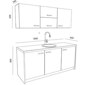 Biuro virtuvėlė Ergostock Graphite Oak Kitchenette