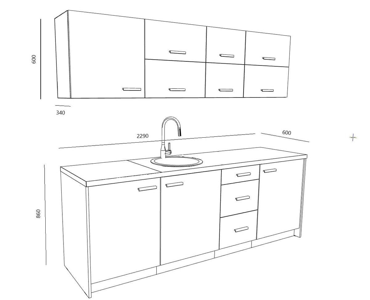 Biuro virtuvėlė Ergostock Graphite White Kitchenette
